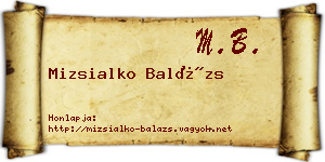 Mizsialko Balázs névjegykártya